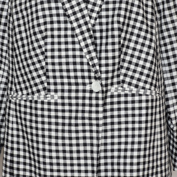 Talbots Classic Blazer Linen / Cotton Blend B&W Gingham NWOT *Flaw - Size 14WP - Picture 8 of 15